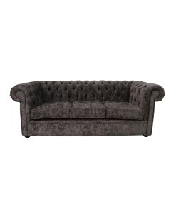 Chesterfield 3 Seater Sofa Settee Belvedere Pewter Grey Fabric In Classic Style