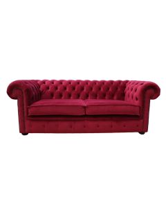 Chesterfield 3 Seater Sofa Settee Boutique Cranberry Red Velvet In Classic Style