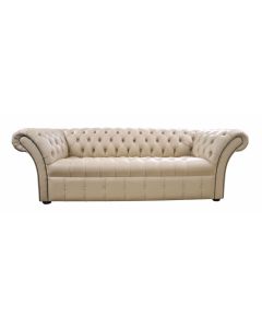 Chesterfield 3 Seater Sofa Settee Buttoned Seat Stone Leather In Balmoral Style