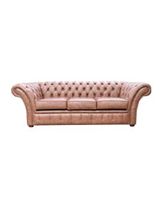 Chesterfield 3 Seater Sofa Settee Etna Bourbon Brown Leather In Balmoral Style
