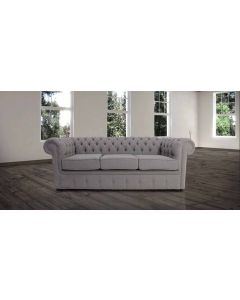 Chesterfield 3 Seater Sofa Settee Proposta Steel Grey Fabric In Classic Style