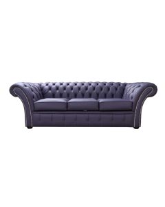 Chesterfield 3 Seater Sofa Settee Shelly Amethyst Purple Leather In Balmoral Style