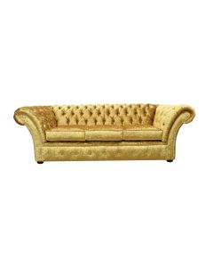 Chesterfield 3 Seater Sofa Settee Shimmer Gold Velvet Fabric In Balmoral Style