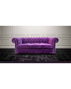 Chesterfield 3 Seater Sofa Velluto Amethyst Purple Fabric In Classic Style