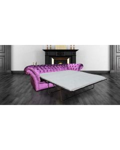 Chesterfield 3 Seater SofaBed Boutique Crush Purple Velvet Fabric In Balmoral Style