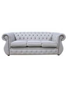 Chesterfield 3 Seater Vele Cloud Grey Leather Sofa Bespoke In Kimberley Style