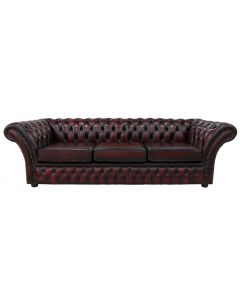 Chesterfield 4 Seater Antique Oxblood Red Leather Sofa In Balmoral Style  