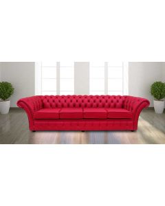 Chesterfield 4 Seater Fuchsia Pink Leather Sofa Bespoke In Balmoral Style