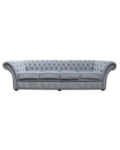 Chesterfield 4 Seater Sofa Settee Pimlico Grey Fabric In Balmoral Style