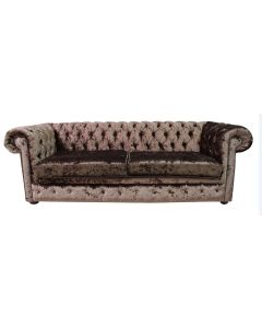 Chesterfield 4 Seater Sofa Settee Senso Chocolate Brown Velvet Fabric In Classic Style