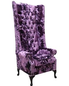 Chesterfield 6ft High Back Wing Chair Lustro Amethyst Velvet In Soho Style