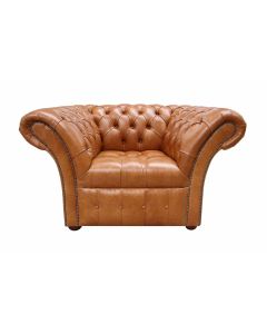 Chesterfield Armchair Buttoned Seat Old English Aniline Bruciato Leather In Balmoral Style