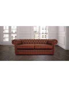 Chesterfield Arnold 3 Seater Sofa Tweed Sandringham Mandarin Check Wool In Classic Style