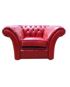 Chesterfield Club Armchair Old English Gamay Red Leather In Balmoral Style
