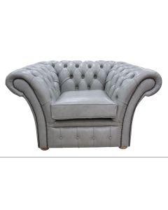 Chesterfield Club Armchair Stella Dove Grey Leather In Balmoral Style