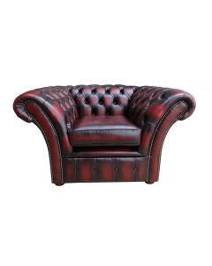 Chesterfield Club Chair Antique Oxblood Red Real Leather In Balmoral Style