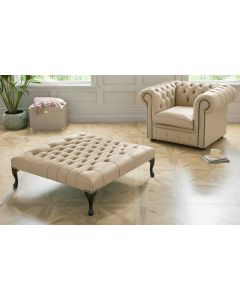 Chesterfield Club Chair With Footstool Shelly Leather 