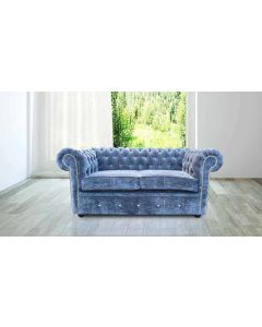 Chesterfield Crystal 2 Seater Sofa Velluto Blue Velvet In Classic Style