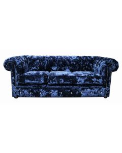 Chesterfield Crystal 3 Seater Sofa Lustro Sapphire Blue Velvet In Classic Style