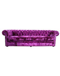 Chesterfield Crystal 4 Seater Lustro Glamour Pink Velvet Fabric Sofa In Classic Style