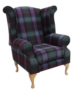 Chesterfield Edward Wool Tweed Wing chair Skye Mystic Topaz In Queen Anne Style