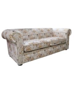 Chesterfield Handmade 1930's 3 seater Sofa Floral Print Fabric In Classic Style