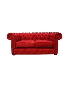 Chesterfield Handmade 2 Seater Sofa Cantare Cherry Red Easy Clean Fabric In Classic Style