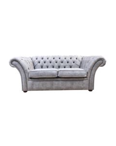Chesterfield Handmade 2 Seater Sofa Oakland Taupe Grey Fabric In Balmoral Style