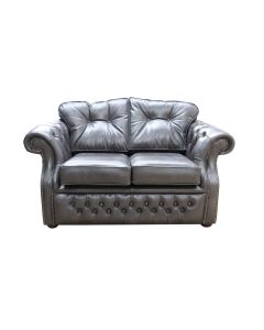 Chesterfield Handmade 2 Seater Sofa Old English Storm Black Leather In Era Style