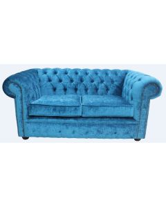 Chesterfield Handmade 2 Seater Sofa Settee Pastiche Teal Blue Velvet Fabric In Classic Style