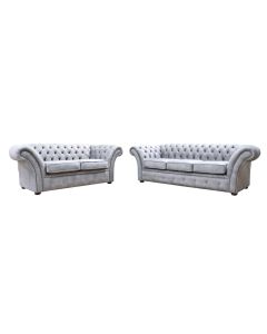 Chesterfield Handmade 3+2 Sofa Suite Oakland Taupe Grey Fabric In Balmoral Style