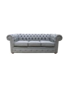Chesterfield Handmade 3 Seater Bacio Smoke Grey Fabric Sofa In Classic Style
