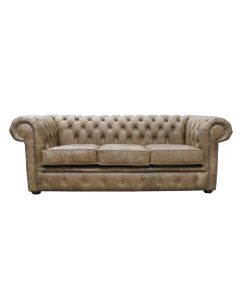 Chesterfield Handmade 2 Seater Settee Sofa Cracked Wax Tan Real Leather 