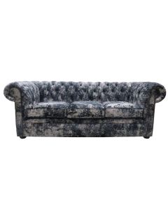 Chesterfield Handmade 3 Seater Sofa Abstract Print Soft Fabric In Classic Style