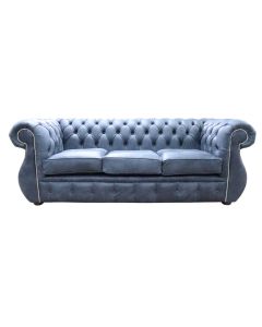 Chesterfield Handmade 3 Seater Sofa Concrete Black Leather In Kimberley Style