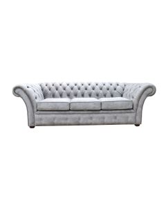Chesterfield Handmade 3 Seater Sofa Oakland Taupe Grey Fabric In Balmoral Style