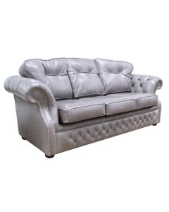 Chesterfield Handmade 3 Seater Sofa Old English Lead Leather In Era Style