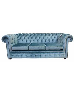 Chesterfield Handmade 3 Seater Sofa Settee Boutique Sky Blue Velvet Fabric In Classic Style