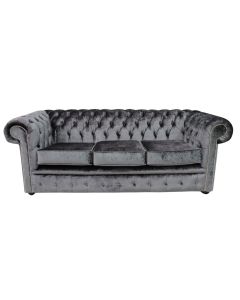 Chesterfield Handmade 3 Seater Sofa Settee Boutique Storm Black Velvet Fabric In Classic Style