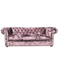 Chesterfield Handmade 3 Seater Sofa Settee Lustro Blush Pink Velvet Fabric In Classic Style