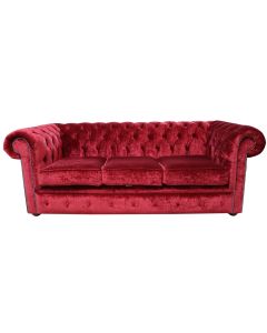 Chesterfield Handmade 3 Seater Sofa Settee Modena Pillarbox Velvet Fabric In Classic Style