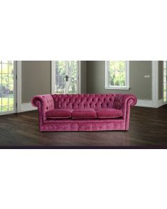 Chesterfield Handmade 3 Seater Sofa Settee Modena Rose Pink Velvet Fabric In Classic Style