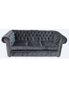 Chesterfield Handmade 3 Seater Sofa Settee Pastiche Steel Grey Velvet Fabric In Classic Style