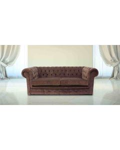 Chesterfield Handmade 3 Seater Sofa Settee Pimlico Chocolate Brown Fabric In Classic Style