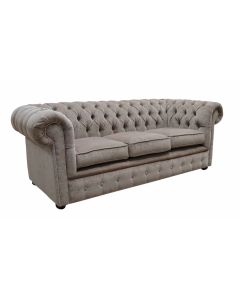 Chesterfield Handmade 3 Seater Sofa Settee Pimlico Mink Brown Fabric In Classic Style