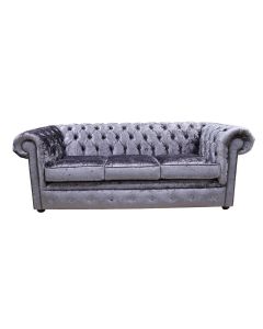 Chesterfield Handmade 3 Seater Sofa Settee Senso Fondant Blue Velvet Fabric In Classic Style