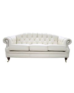 Chesterfield Handmade 3 Seater Sofa Settee Shelly Beige Cream Leather In Victoria Style