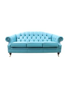 Chesterfield Handmade 3 Seater Sofa Settee Shelly Dark Teal Blue Leather In Victoria Style