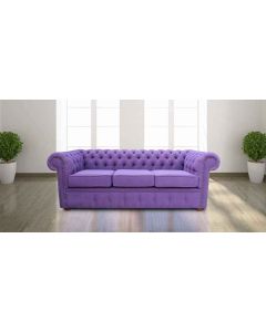 Chesterfield Handmade 3 Seater Sofa Settee Verity Plain Purple Fabric In Classic Style
