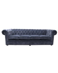 Chesterfield Handmade 4 Seater Sofa Pimlico Charcoal Grey Fabric In Classic Style